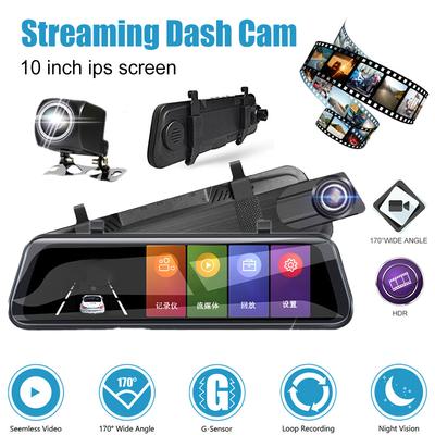 10 Inch Car DVR Mirror Video Recorder 1080P IPS Touch Screen Dashcam G-Sensor 170° Wide Angle Driving Recorder Dual Camera