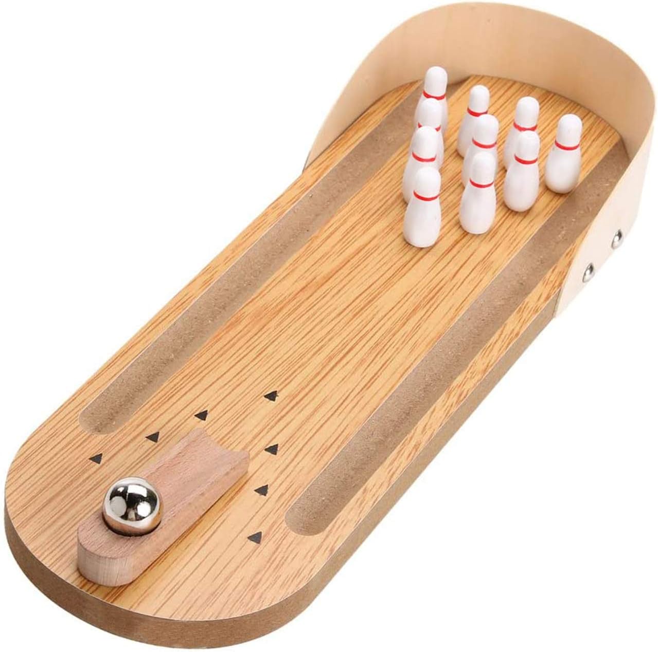 

Mini Desktop Bowling Game Set – Wooden Tabletop Bowling Lane Arcade Toy, Office Stress Relief, Fun Christmas Gift білий