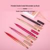 Dual-Ended Lip Liner & Retractable Lip Brush In All-Aluminum Tube - Portable Makeup Brush