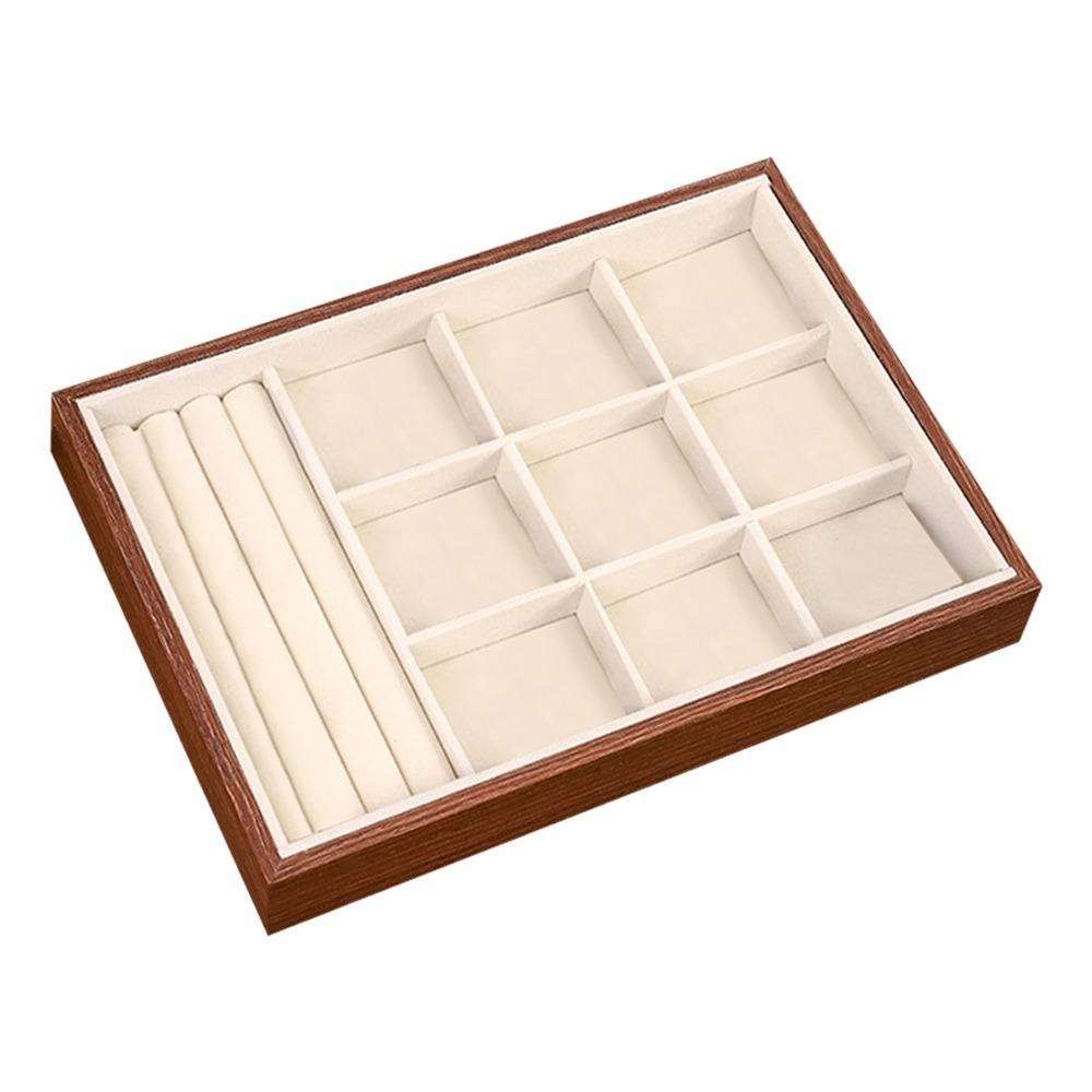 Large Capacity Wood Grain Jewelry Tray Small Size Stackable Jewelry Boxes  Earrings Organizer