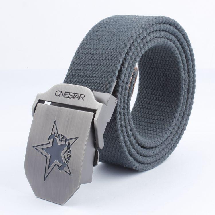 Black Five-Star Canvas Belt Headhunting Black Eagle Men's Automatic Buckle Belt Woven Leisure Good Supply