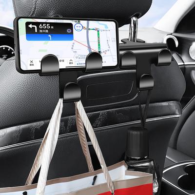 Car Seat Back Double Head Hook Multifunctional Phone Hanger Headrest Hanging Bag Storage Hanger Car Interior Accessories