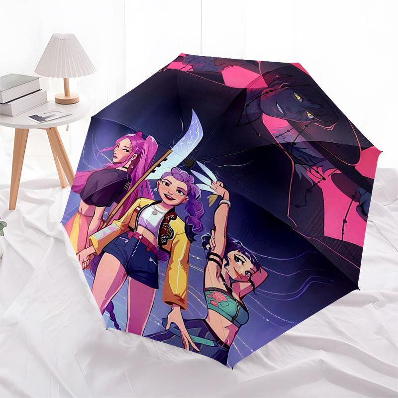 1pc Outdoor Umbrella with Anime Characters, Automatic Opening/Closing, Portable 3-Fold Design, 8-Rib Iron Frame - Perfect Gift for Fans, Traveler