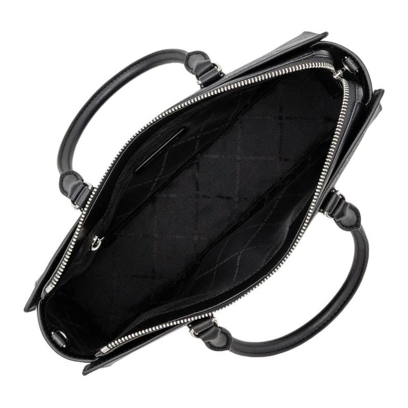 Michael Kors ARDEN Brand Letters All Over Printed Coated Canvas Shoulder Handbag Medium Size Women's Black