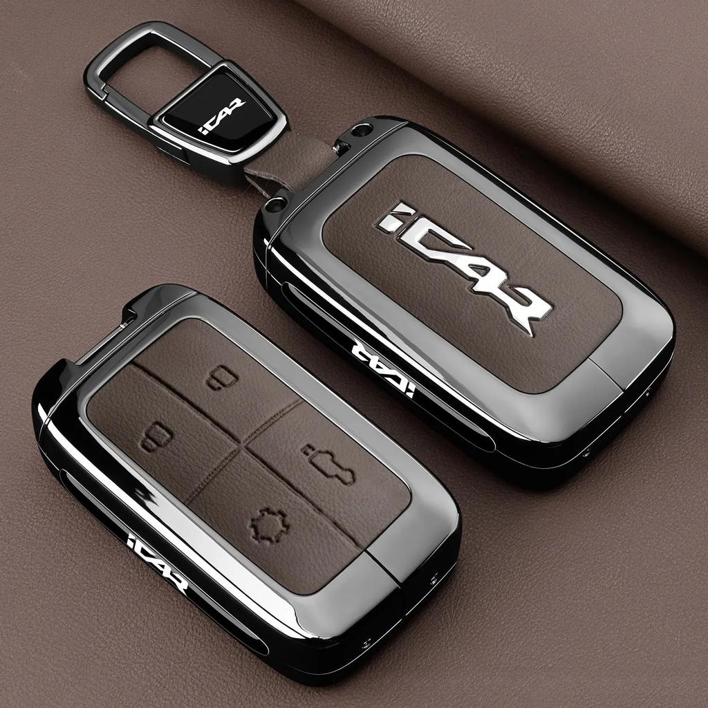 For Chery ICAR V27 ICAUR 2026 Key Fob Cover Smart Card Key Case with Keychain Buckle Protective Shell for Men Women Accessories