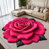 3D Rose Flower Area Rug Non-slip Washable Absorbent Plush Floor Mat Irregular Floral Carpet Indoor Living Room Bedroom Bathroom Kitchen Decoration