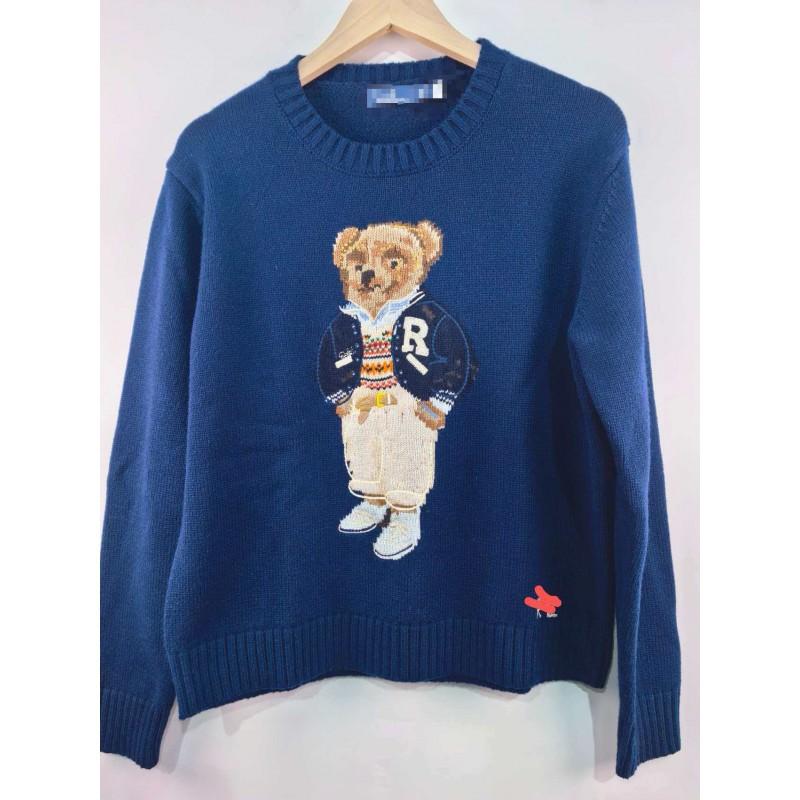 High Quality Scanable R-L Wool Cashmere Cartoon Bear Knit Sweater Women Fall Winter
