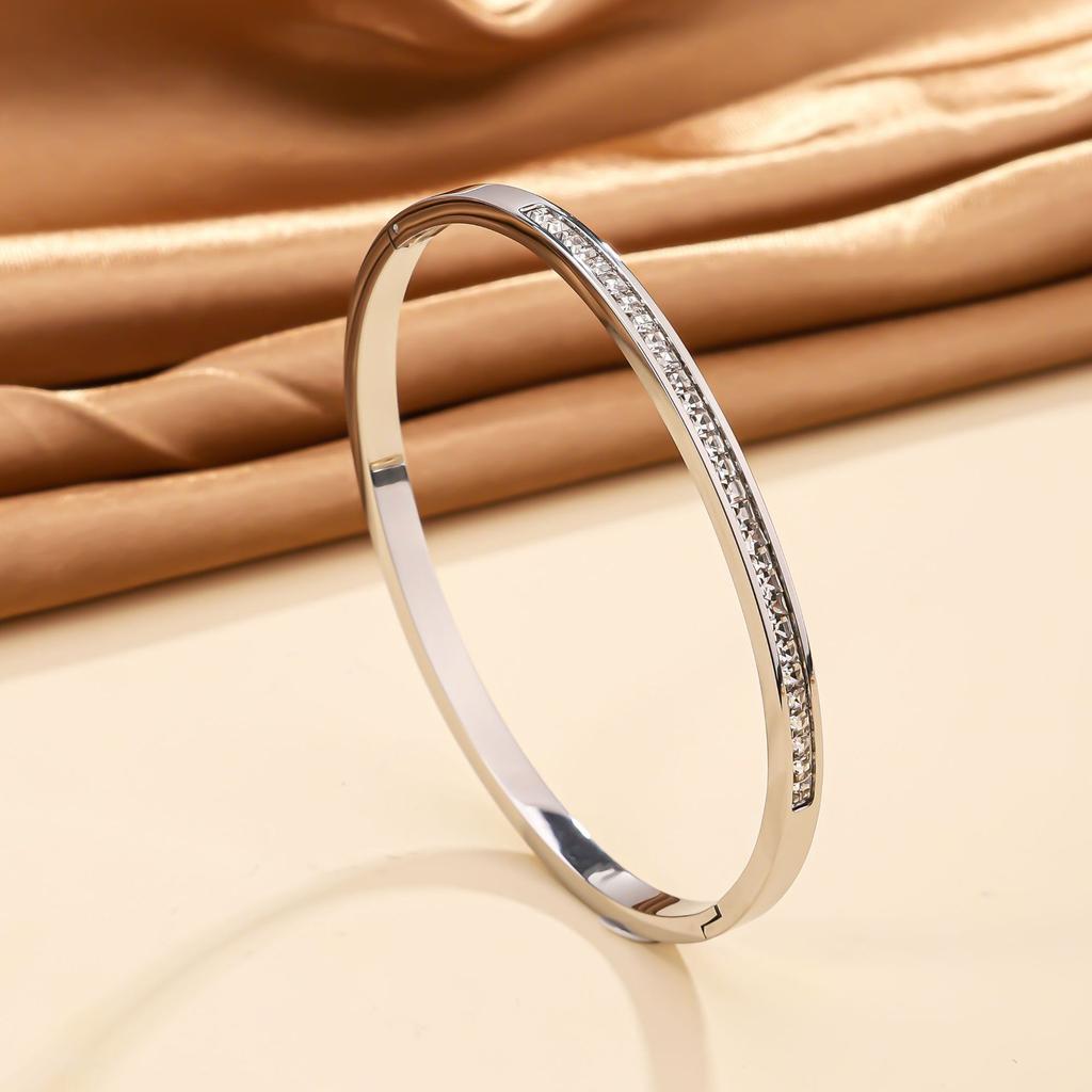 European American-style Waterproof Colorfast Stainless Steel Electroplated Bracelet diamond Inlayssimple Stylish
