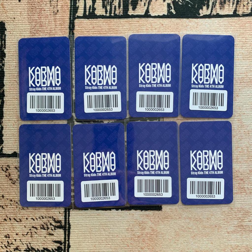 [USED] StrayKids Pre-list KARMA FANS Trading Cards (8 Cards)