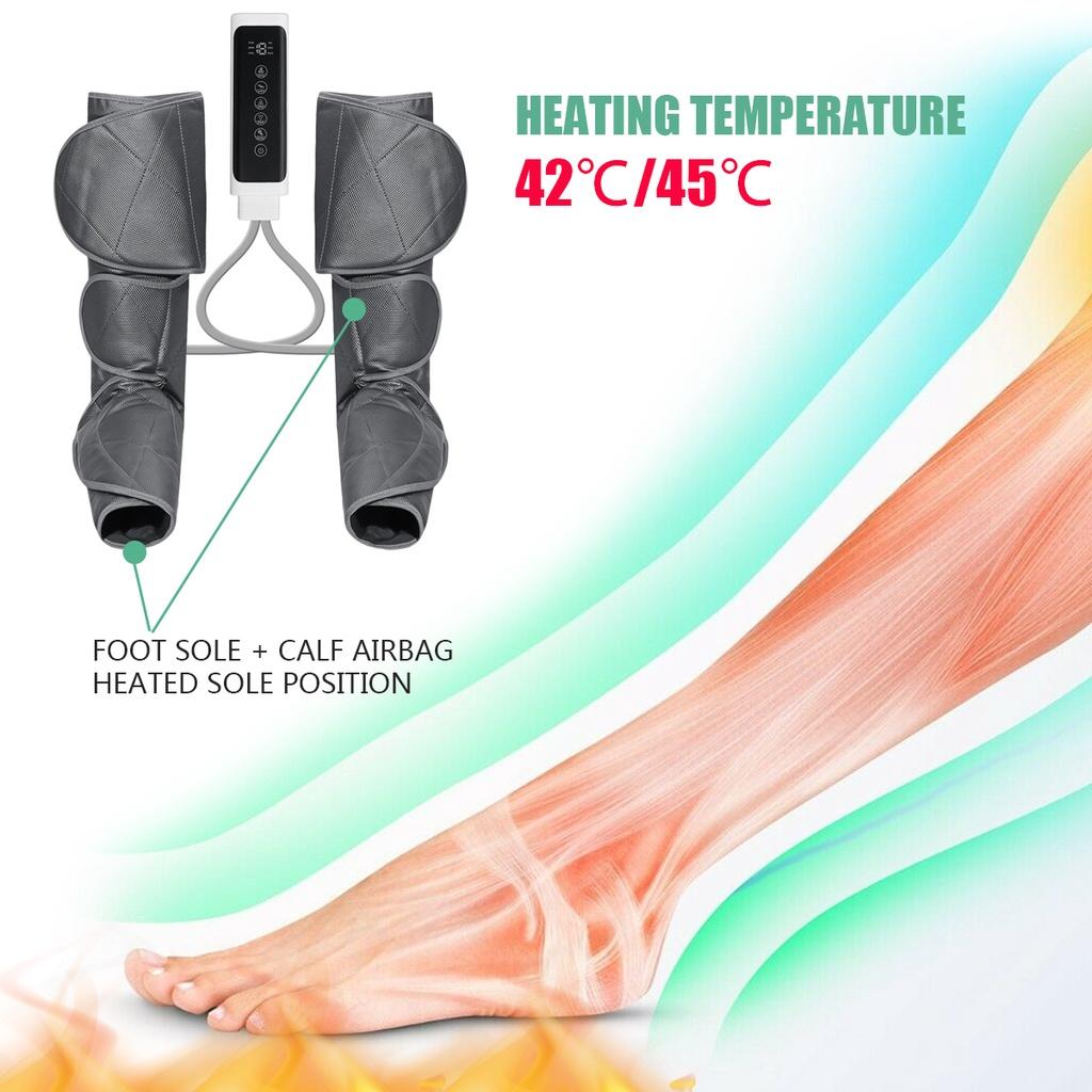 24W Electric Leg Air Compression Massager Heated for Foot & Calf Thigh Blood Circulation with Handheld Controller 360° Wrap Massager Boots