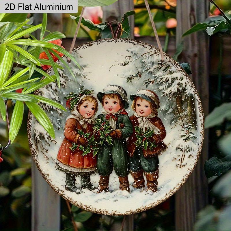 2D Flat Aluminium Christmas Sign - Warm Winter Figurine Ornaments - Ideal for Front Door, Wall, Porch, Window Decor - Ideal Christmas Gift for Friend