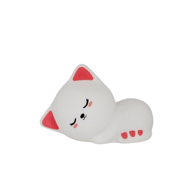 Sleepy Cat LED Silicone Night Light - Cozy Bedside Companion and Gift