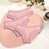 FINETOO 3PCS Women's Lace Panties Sexy Perspective Underwear Briefs Female Solid Color Hollow Out Lingerie Floral Intimates S-XL