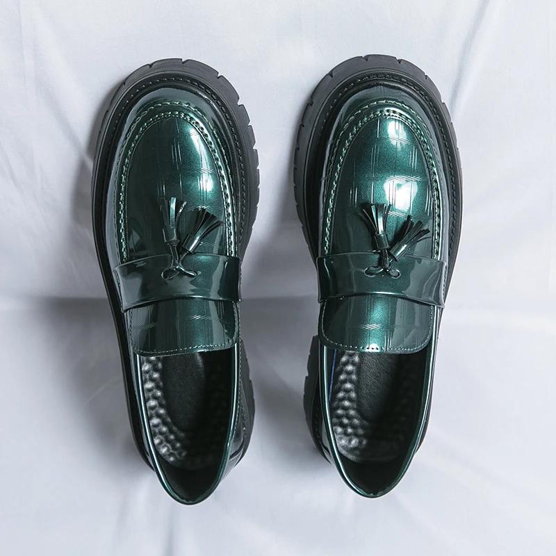 New Fashion Men's Casual Leather Shoes British Style Thick Bottom Formal Shoes Men Lightweight Dress Business Loafers Mocassins