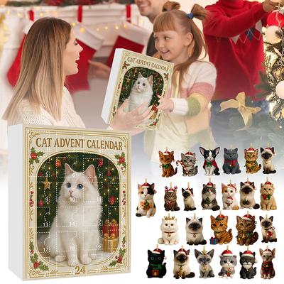 Calendario de Adviento para Amantes de los Gatos 2025, Calendario de Adviento de Gatos 2025 Con 24 Figuritas de Gatos, Lindo Regalo de Cuenta Atrás para las Vacaciones de Navidad
