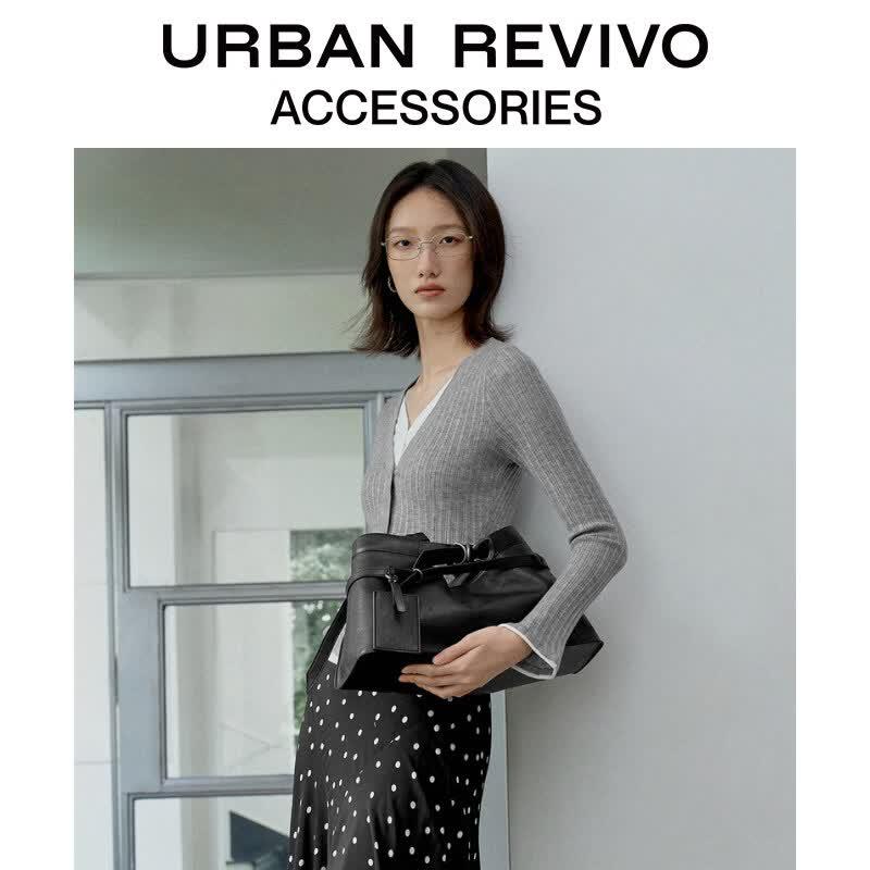 URBAN REVIVO Buckle Strap Charm Shoulder Bag