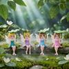 Yousheng 4 Pcs Miniature Fairy Figurines, Tiny Winged Elf Lotus Leaf Statue for DIY Fairy Garden, Flower Pot, Bonsai, Micro Landscapes, Craft