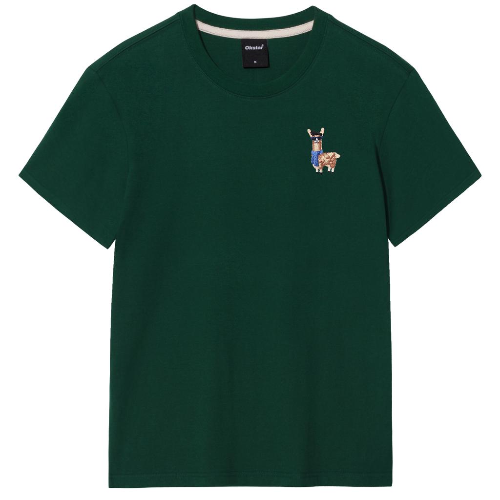 OKSTAR Alpaca Embroidered Short Sleeve T-Shirt (Type A)