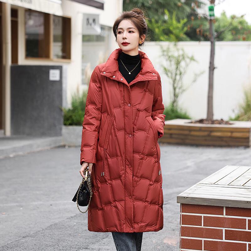

FengXun Women s Winter Long Stand-Collar Down Coat L