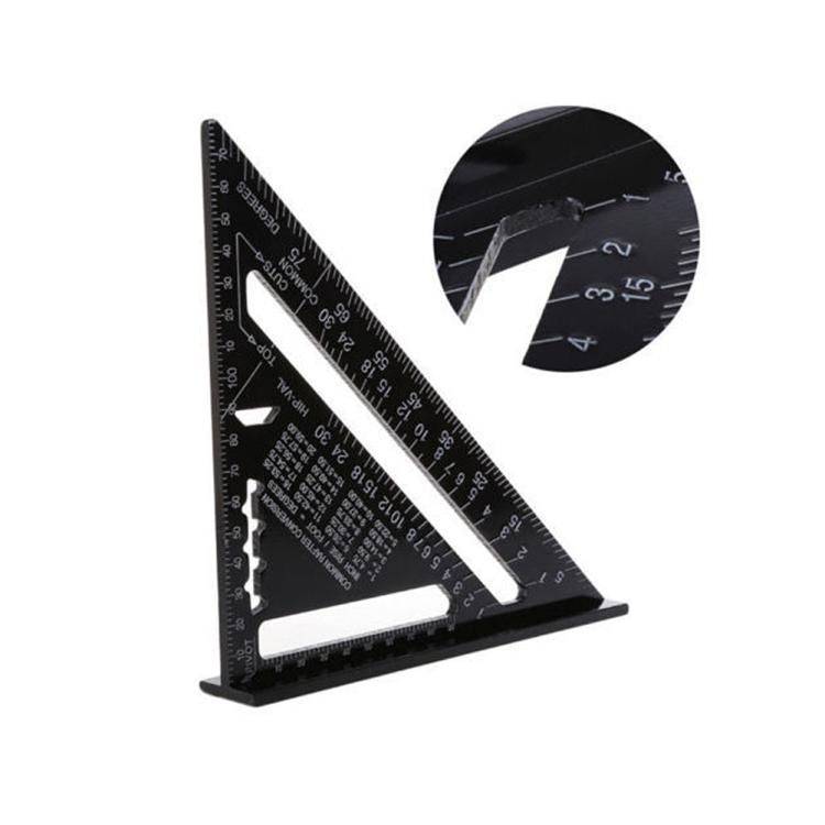 7 Inch Metric British Aluminum Black Oxide Triangle Measuring Ruler 90 Degrees 45 Degrees Ruler