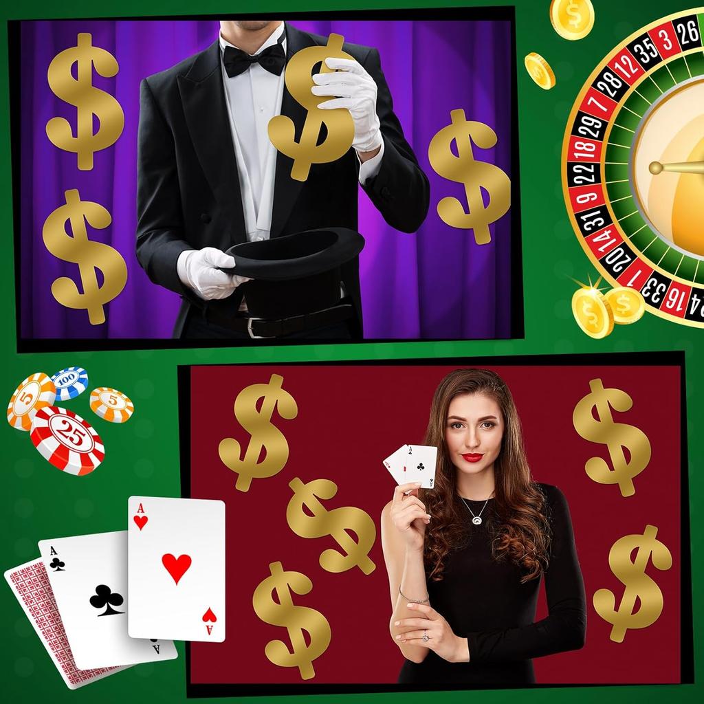 8 Pcs Dollar Themed Party Decorations 13. 4'' Glitter Dollar Birthday Decor Money Investment Bachelorette Foil Cutout for Us Dollar Sign Money Party