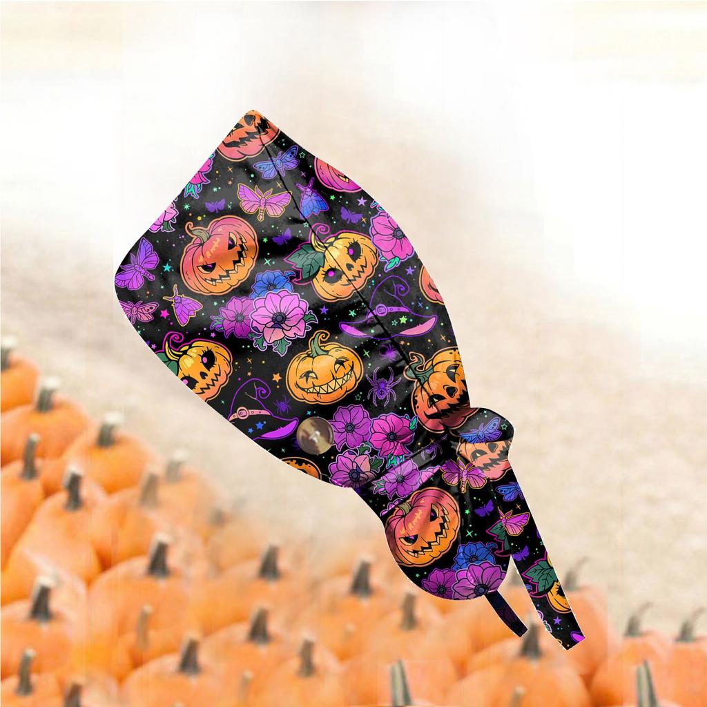 Nurse Halloween Surgical Cap Doctor Hat Baotou Caps Sweat-absorbent Towel Buckle Printing Pure Cotton Fashion Hats For Women Men