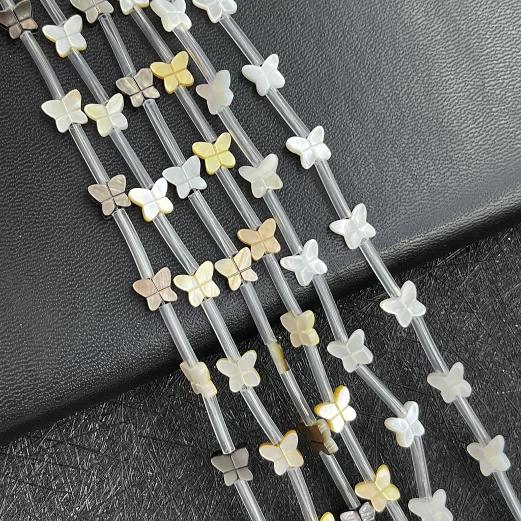 Charming Natural Shell Butterfly Beads 7×8mm, 20pcs per Strand, Sweet Fairy Vibe Loose Beads for DIY Necklace Bracelet Earring Jewelry Making Supplies