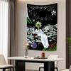 Psychedelic Witchcraft Tapestry Cartoon Illustration Bohemian Bedroom Decor Aesthetics Wall Hanging Covering Cloth Yoga Mat