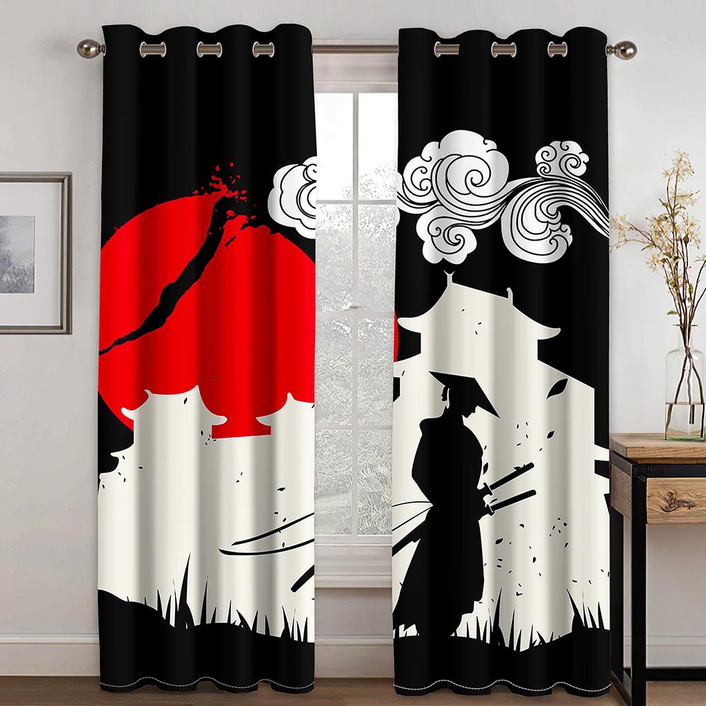 Japaness Anime Bushido Cartoon Curtains Blinds Great for Living Area Kids Bed Room Bathroom Kicthen Workroom Door Home Decoration