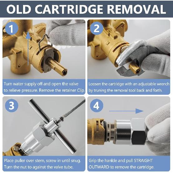 1222 Cartridge Kit for Moen 1222 Replacement Cartridge with Removal Tool 104421 and Handle Adapter 116653, for Moen Posi Temp Shower Repair