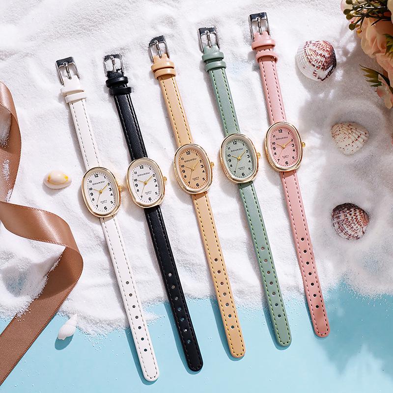 Korean Style Oval Mother-of-Pearl Women's Watch - Artistic and Elegant Design