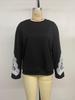 Women's Lace Patchwork Autumn Pullover Top - Casual Round Neck Sweatshirt