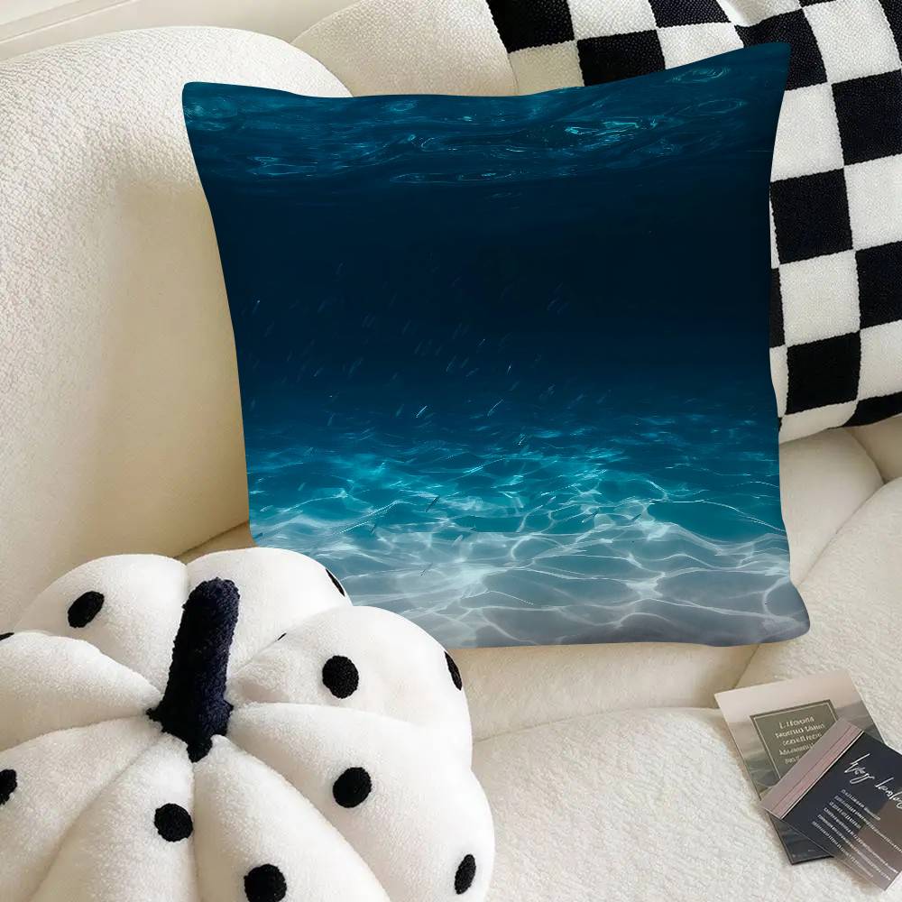 Blue Ocean Pillow Case Fashion Square Pillowcase Bedroom Sofa Room Ins Decoration Leisure