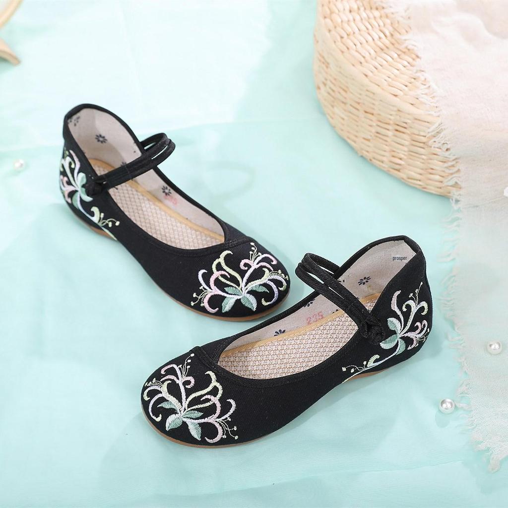 Zapatos de Tacón Bordados Inspirados en Hanfu Qianzi 2024 Primavera/Verano para Mujer