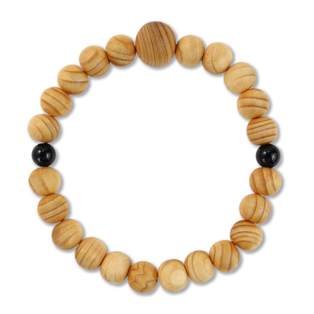 

[Hotokudo] Manganjyojuzu Bracelet, Koyamaki Wood with Onyx (17cm)