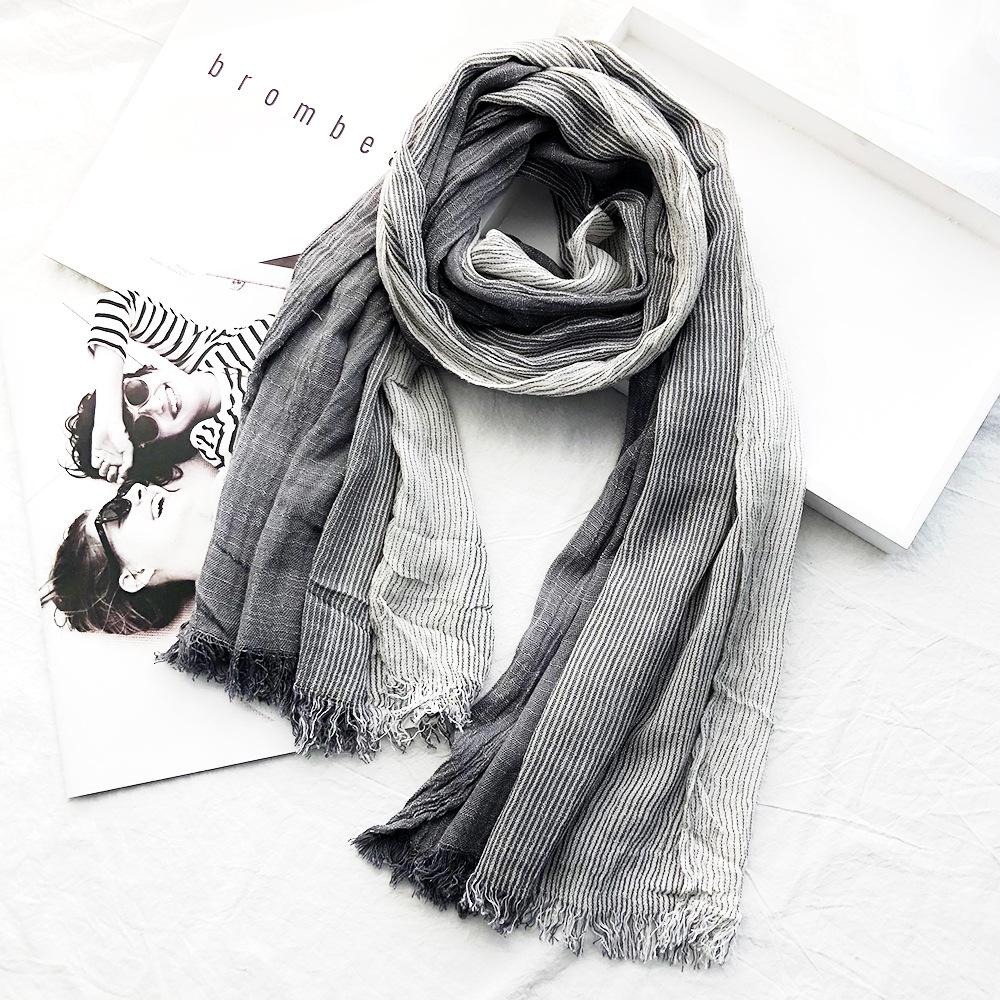 Cotton Linen Men Scarf Winter Warm Neckerchief Fashion Men'S Striped Scarves Casual Artistic Tassel Bufandas Shawls