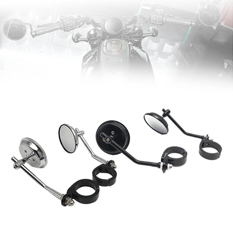 Motorcycle Mirrors 180-degree Rotatable Rearview Fork Mount Side Mirror ABS Aluminum Alloy Universal for Motorbike Windshield