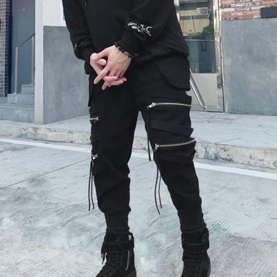 Pantalon cargo Yousheng pour homme, avec fermeture éclair, ample, taille moyenne, couleur unie, multicolore, style hip-hop, streetwear, voyage, sport