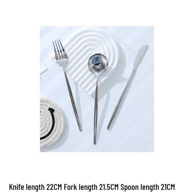 Nordic Gold Rim Steak Knife & Fork Plate Set - Western Dining & Breakfast Tableware