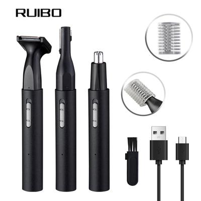 3-in-1 Men's USB Rechargeable Nose Hair Trimmer & Eyebrow Shaver Set