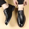 Leather shoes men's 2025 new summer breathable hollow hole business leisure inner height increase lace-up men's shoes