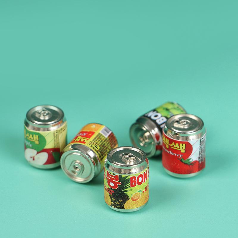 5Pc 1/12 Cute Miniature Doll House Fruit Drink Can Bottle Food Accessories