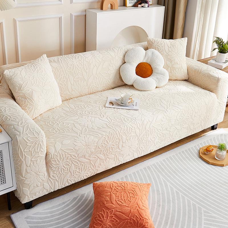 Simple Style Jacquard Fleece Sofa Cover, All-Season Non-Slip All-Inclusive Universal Cover