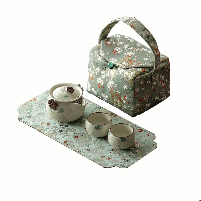 Woding Ru Kiln Ceramic Travel Kung Fu Tea Set