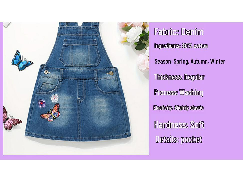 Robe Salopette en Denim d'Automne pour Filles - Style Tendance Européen et Américain pour Enfants