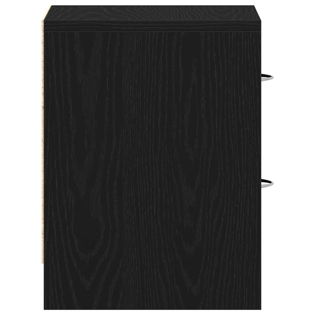 Nightstand Black Oak Effect 40 X 30 X 40 Cm Engineered Wood