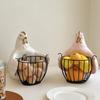 Durable Iron Frame Bucolic Chicken Decorative Basket User Friendly Enamel Glues For Event Home Organization