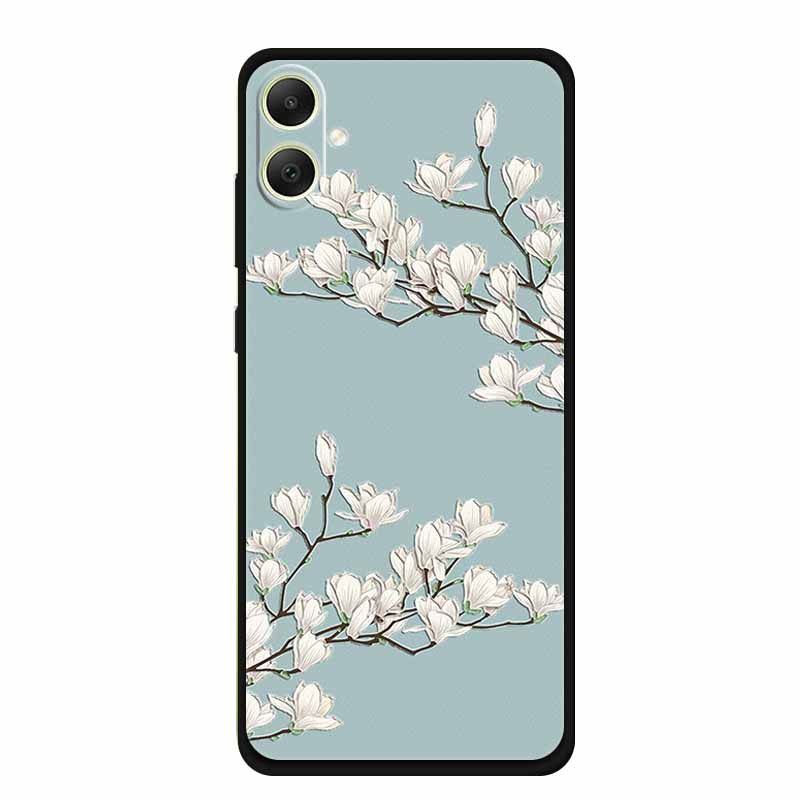 3D Emboss Case For Samsung Galaxy A06 M06 F06 A05 M05 F05 Phone Case A 06 M 05 Flower Black Silicone Soft Back Cover Coque Funda