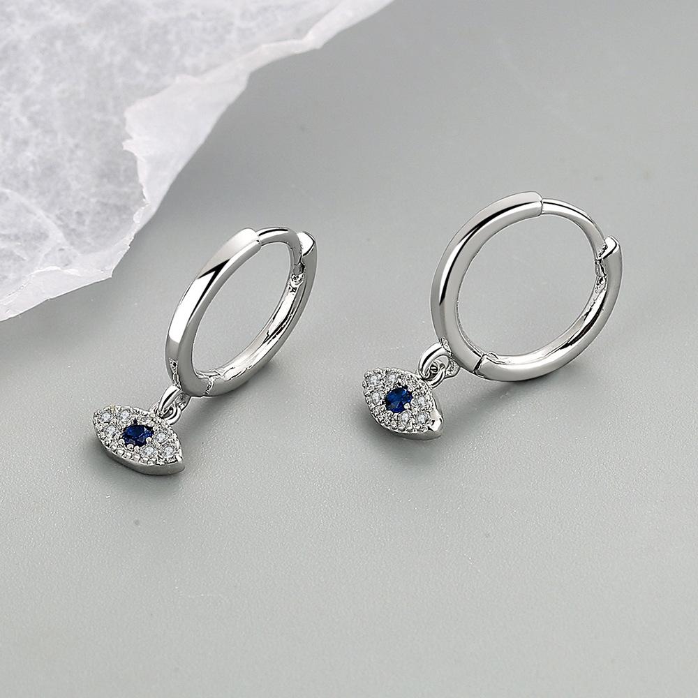 2025 New Hot Selling Boutique Classic Jewelry Gold-plated Blue Cubic Zirconia Evil Eyes Ladies Hug Earrings Party Gift Jewelry