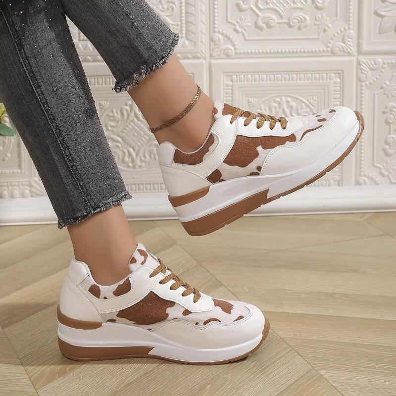 New Round Toe Thick Sole Lightweight Casual Fashion Walking Shoes Lace Up Comfortable Spring Running Sneakers  De Mujer